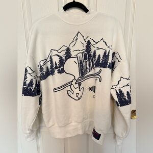Peanuts White and Black Graphic Crewneck Sweater